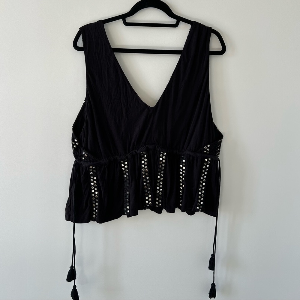 Anthropologie Black Sequin Embellished Top - Picture 3 of 12